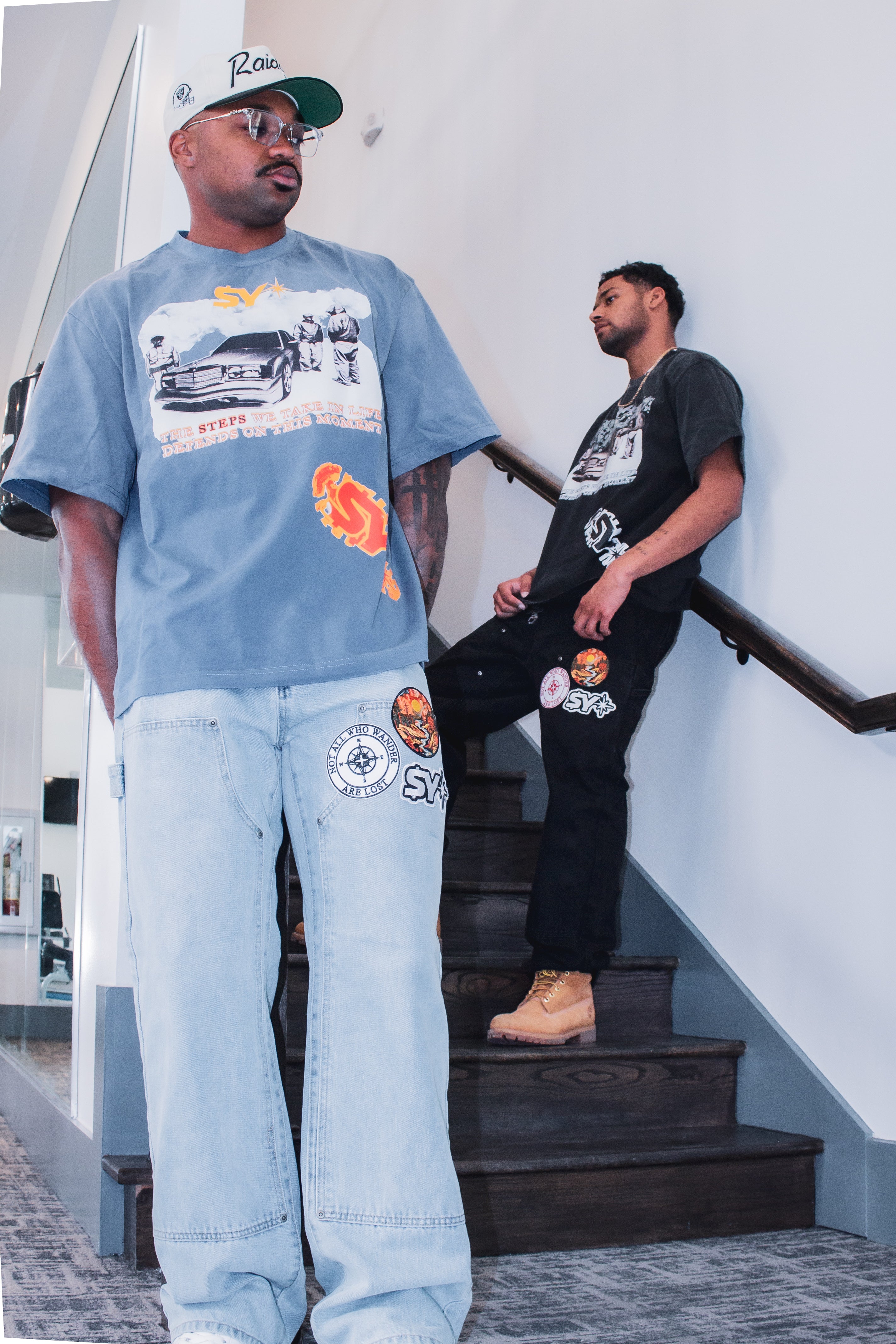 Blue Distressed Graphic T-Shirt