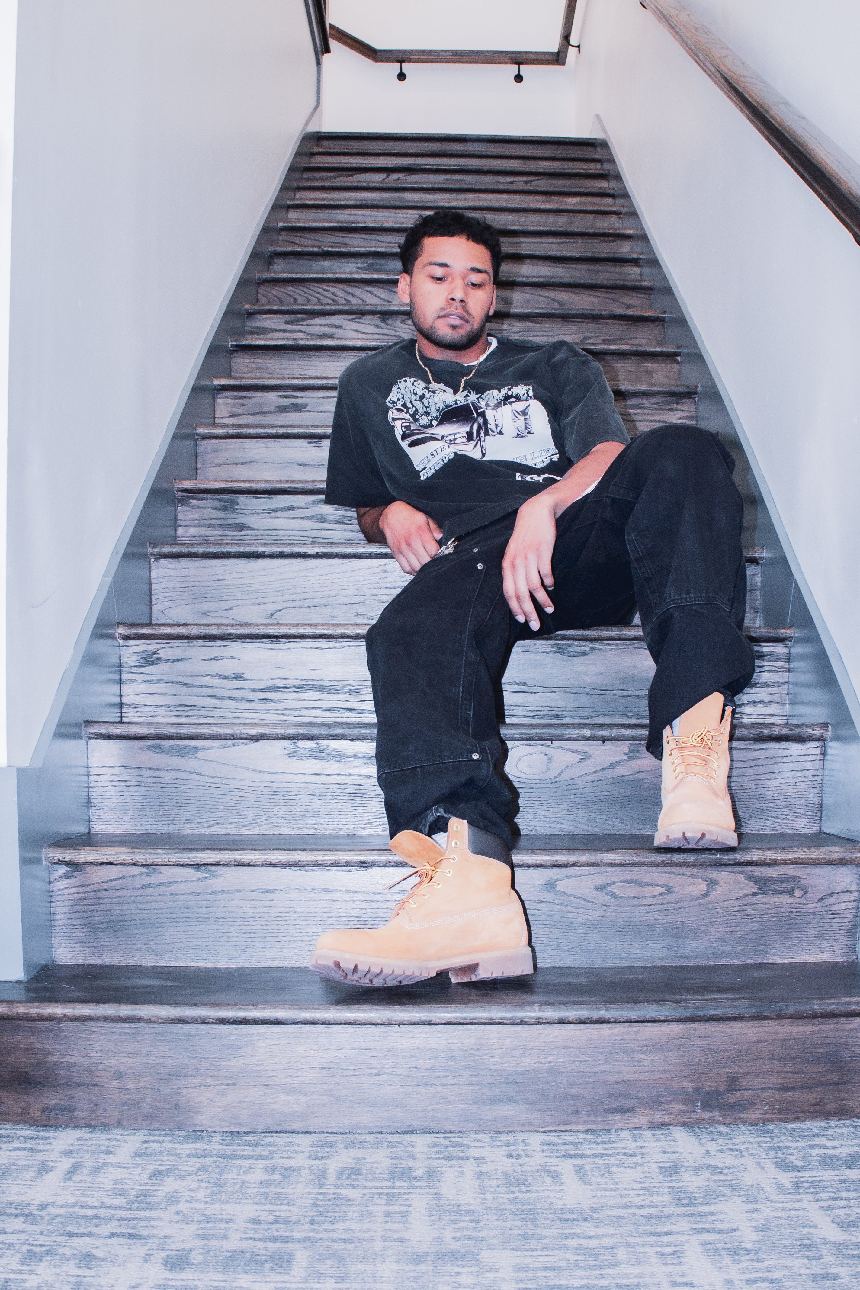 Black Distressed Graphic T-Shirt